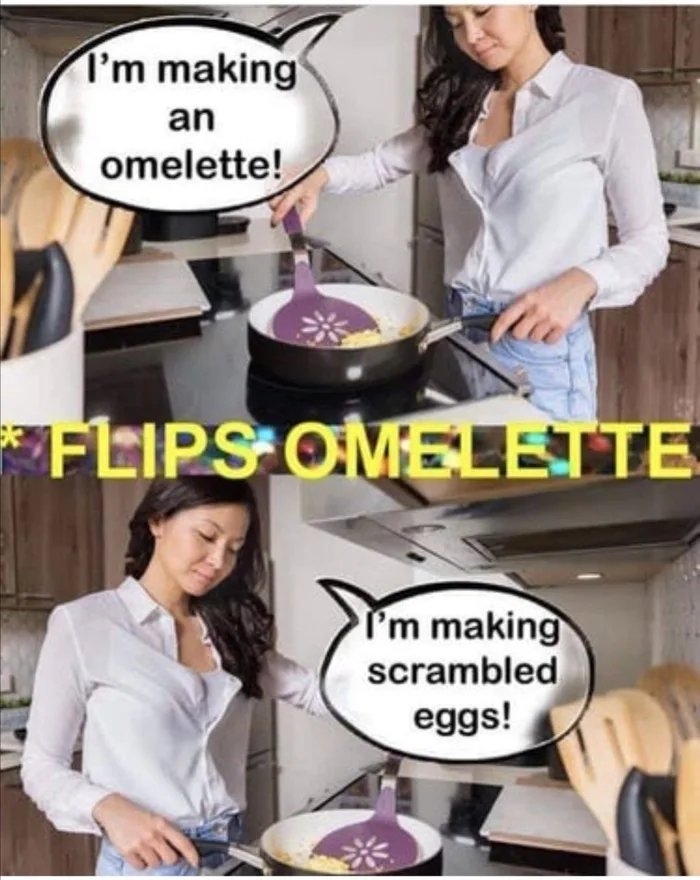 I'm making
an
omelette!
FLIPS OMELETTE
I'm making
scrambled
eggs!
