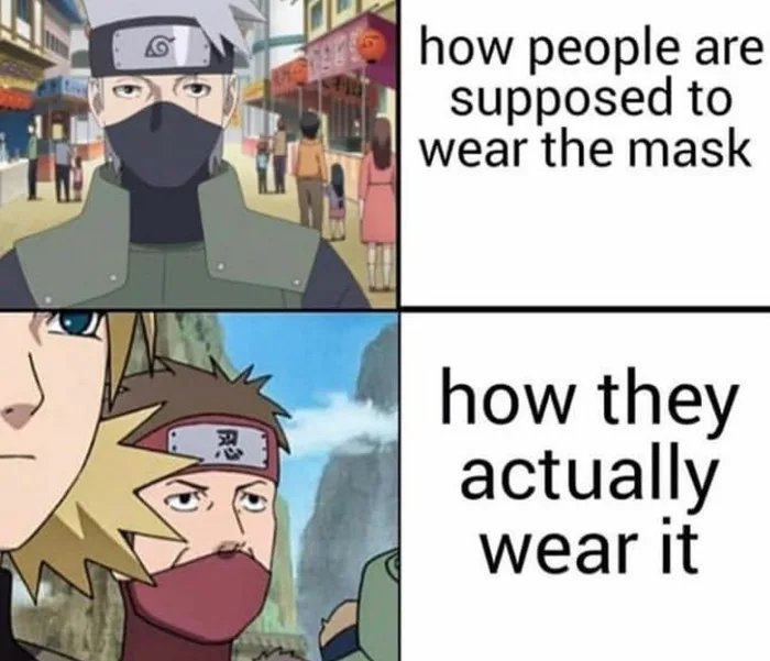 how people are
supposed to
wear the mask
how they
actually
wear it
