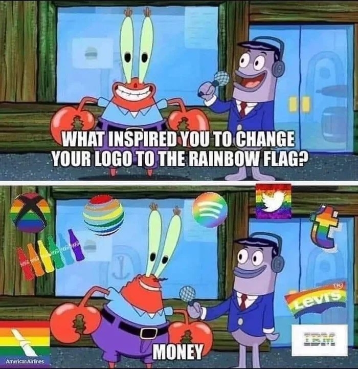 WHAT INSPIRED YOU TO CHANGE
YOUR LOGO TO THE RAINBOW FLAG?
tevrs
IBM
MONEY
American Airines
