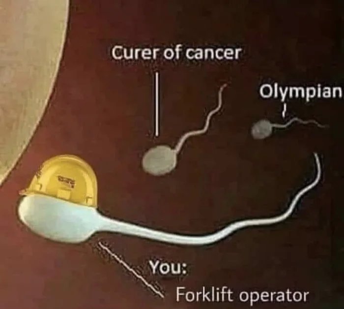 Curer of cancer
Olympian
You:
Forklift operator
