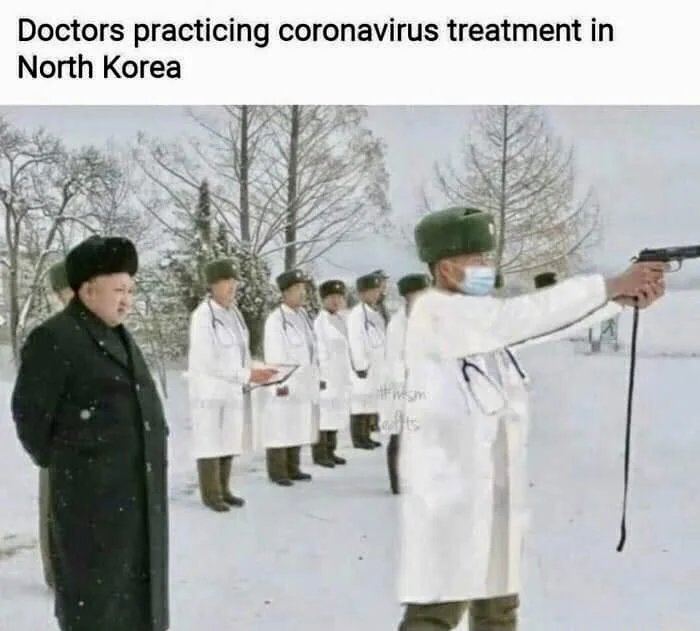 Doctors practicing coronavirus treatment in
North Korea
