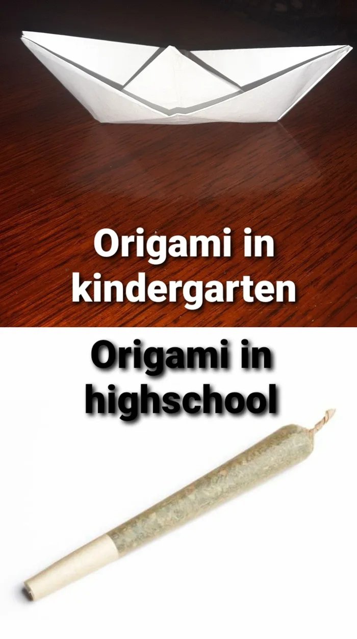 Origami in
kindergarten
Origami in
highschool
