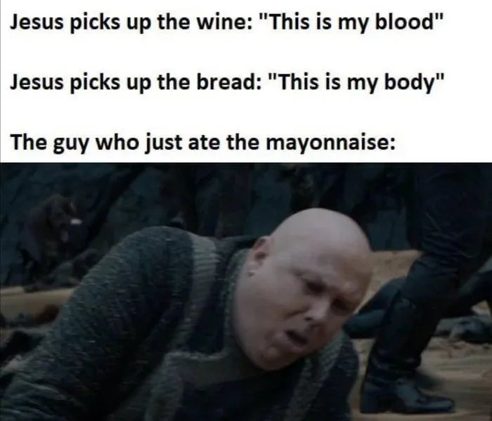 Jesus picks up the wine: 