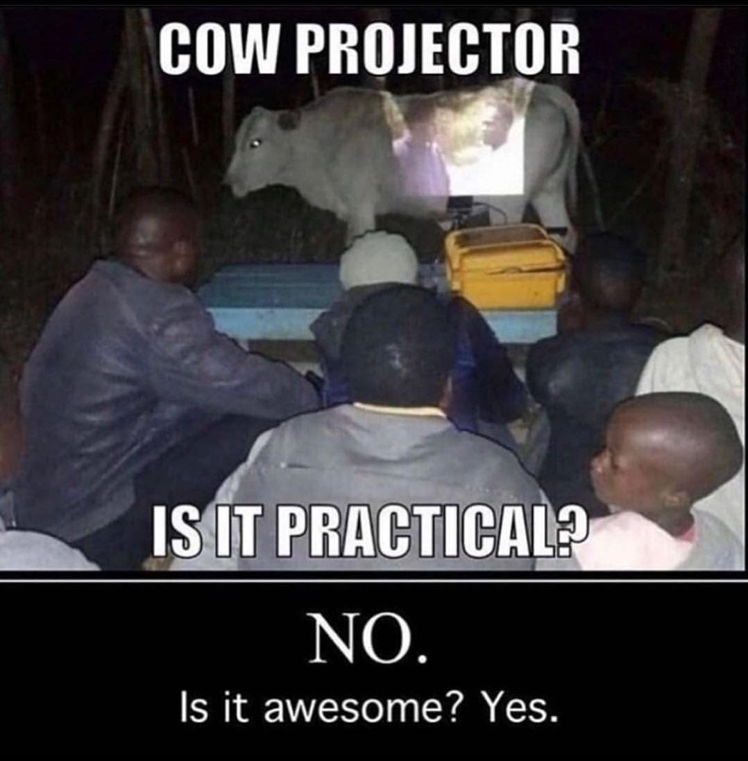 COW PROJECTOR
IS IT PRACTICAL?
NO.
Is it awesome? Yes.
