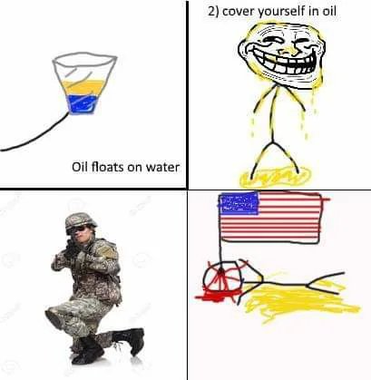 2) cover yourself in oil
Oil floats on water
