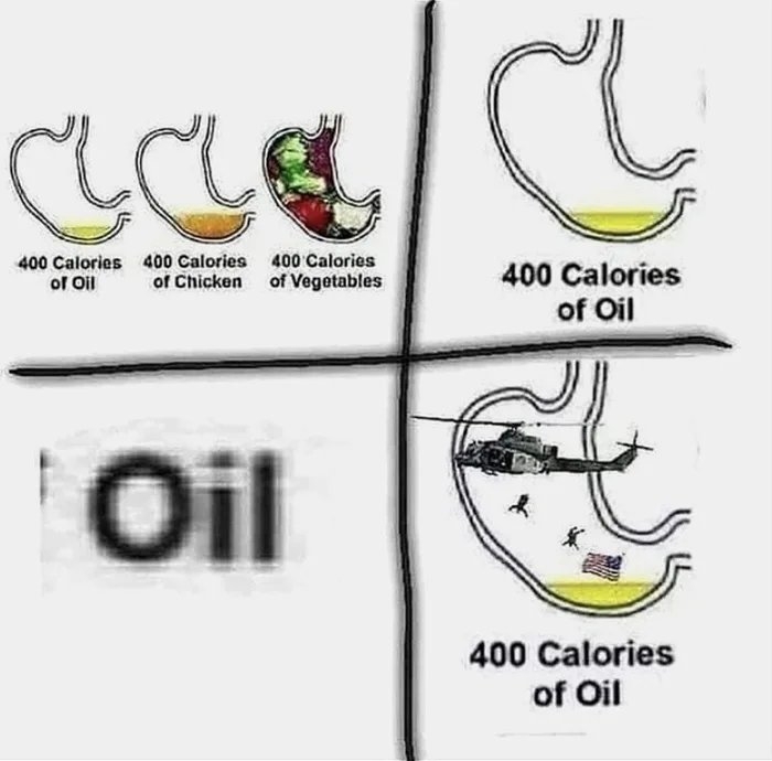400 Calories 400 Calories 400 Calories
400 Calories
of Oil
of Oil
of Chicken of Vegetables
Oil
400 Calories
of Oil
