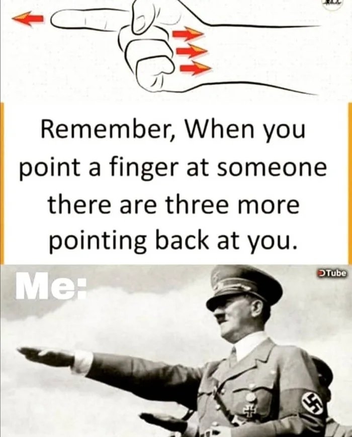 Remember, When you
point a finger at someone
there are three more
pointing back at you.
ĐTube
Me-

